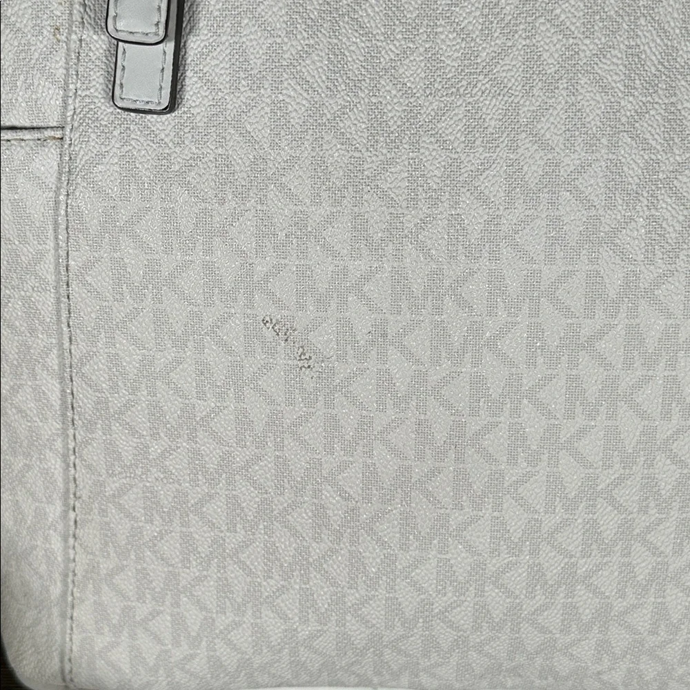 Michael Kors Charlotte Leather Logo Top-Zip Tote Bag in Optic White!